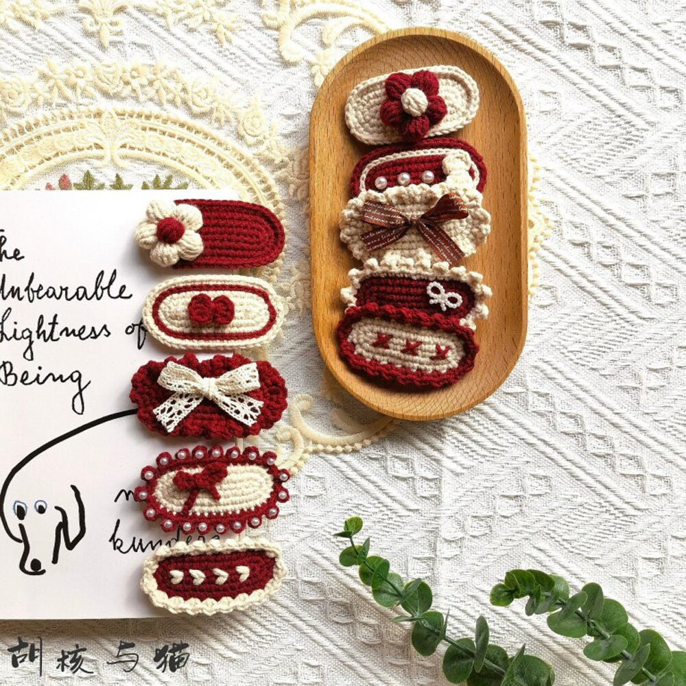 Crochet/Handmade Hair Clips/Two-Piece Hair Clips -Christmas- Gifts for Kids/Girls