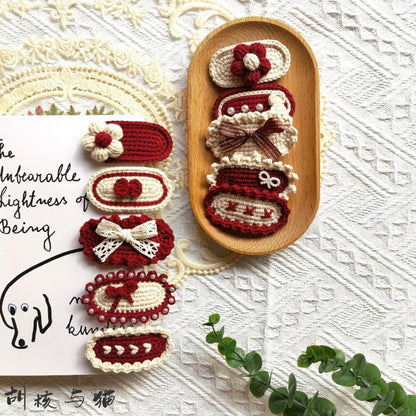 Crochet/Handmade Hair Clips/Two-Piece Hair Clips -Christmas- Gifts for Kids/Girls