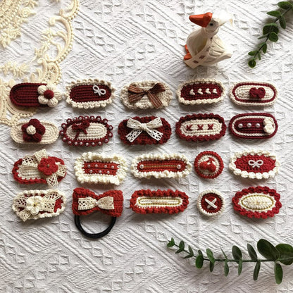 Crochet/Handmade Hair Clips/Two-Piece Hair Clips -Christmas- Gifts for Kids/Girls