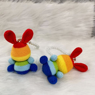 Crochet Keychain-Rabbit with Pearls-Handmade-Colorful Bunny-Crochet Doll-Pendant-Desktop Decoration,Amigurumi