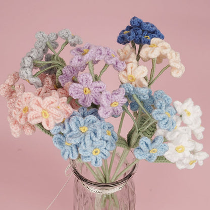Crochet flowers, forget-me-not flower ornaments, A bunch of flower Anniversary bouquet Gift for her