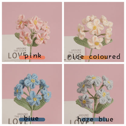 Crochet flowers, forget-me-not flower ornaments, A bunch of flower Anniversary bouquet Gift for her