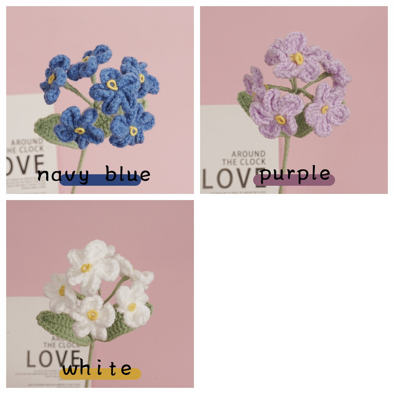 Crochet flowers, forget-me-not flower ornaments, A bunch of flower Anniversary bouquet Gift for her
