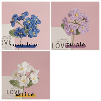Crochet flowers, forget-me-not flower ornaments, A bunch of flower Anniversary bouquet Gift for her