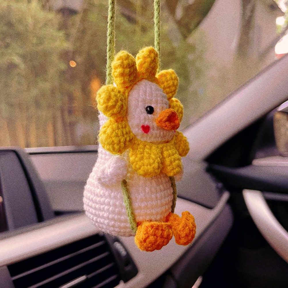 Handmade crochet-swing ducks-ducks on swings-car hanging accessories decorations-hand-woven hanging ornaments