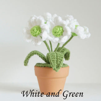 Mini Crochet Daisy Flower Pot, Finished Crochet Flowers Pot, Crocheted Plant Pot, Knitted Flowers, Home Decor, Gifts for Her,Hand Crochet