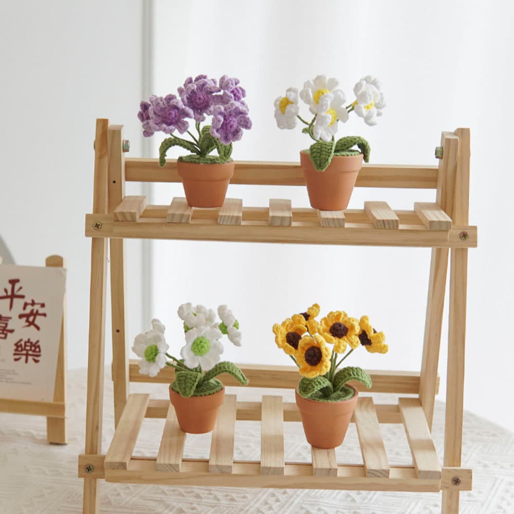 Mini Crochet Daisy Flower Pot, Finished Crochet Flowers Pot, Crocheted Plant Pot, Knitted Flowers, Home Decor, Gifts for Her,Hand Crochet