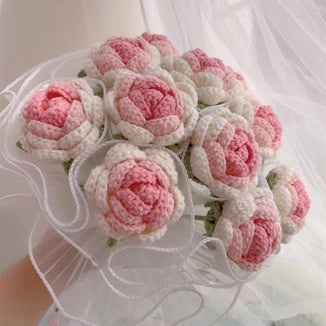 Crochet pink color roses bouquet with beautiful package , personalized gift for mom, friends, home decor,bridal bouquet