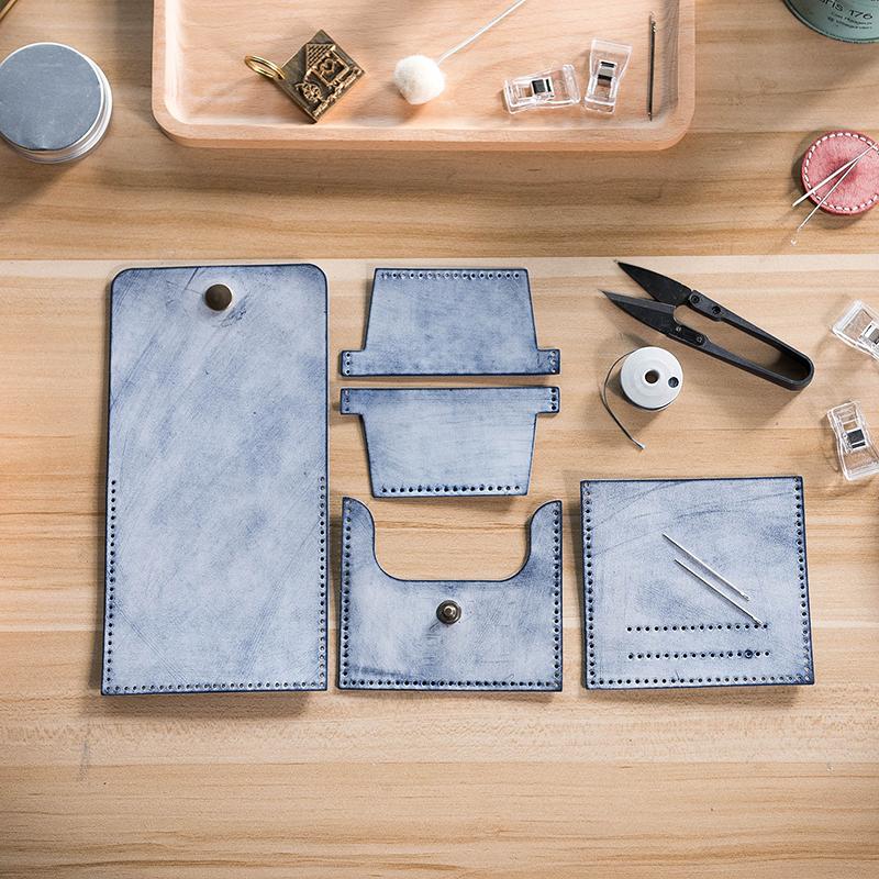 Handmade DIY simple small card bag wipe wax leather leather