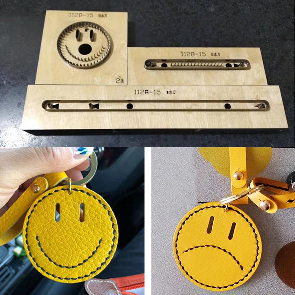 Leather Cutting Mould DIY Emoticon Smile Crying Face Car Keychain Pendant Mould Punching Tool Laser Mould