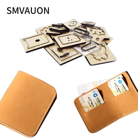 SMVAUON Card Holder Wooden Die Cutting  Card Bag Dies Leather Cutter Cutting Die Diy 2021 Short Folding Wallet