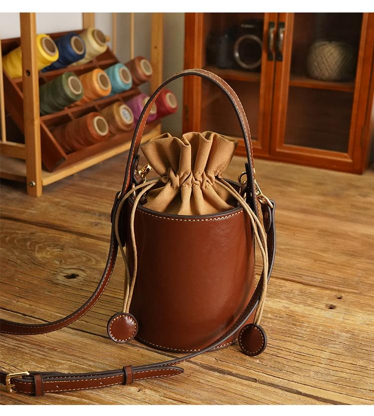 Hand-made DIY material bag, leather bag, handmade leather bucket bag