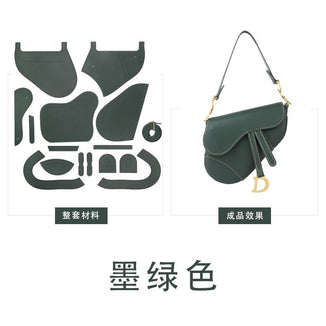 Leather saddle bag handmade diy material bag retro shoulder bag（Material package）