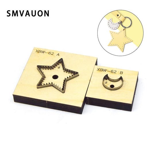 SMVAUON  Japanese Steel Cutting Die Star Moon Key Ring DIY Key Case Fun Pendant Leather Cutter Mold Knife Mould Hand Punch Tool