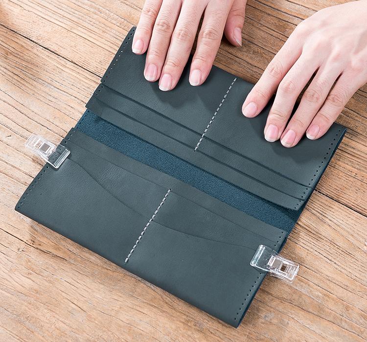 Material package retro waxed leather long wallet DIY do-it-yourself stitching