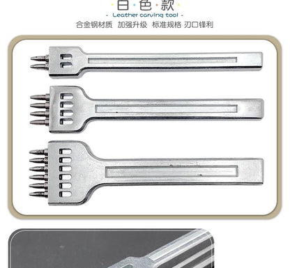 Diy Leather Tool Alloy Steel Row Punch Leather Punch Round Punch 4/5/6 Set Diamond Cut Punch Hand Stitch Threading Punch