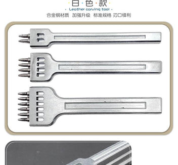 Diy Leather Tool Alloy Steel Row Punch Leather Punch Round Punch 4/5/6 Set Diamond Cut Punch Hand Stitch Threading Punch
