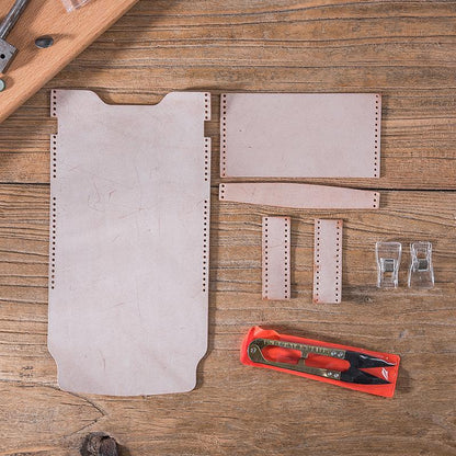 Leather material bag, waxed pickup bag, DIY handmade stitching