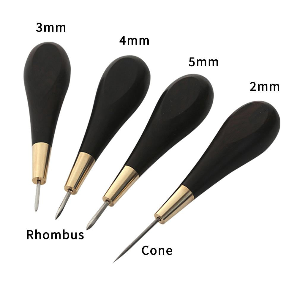 Ebony awl, diamond cone, leather tool, hand-stitched cone needle, leather goods, punching