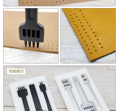 Diy Leather Tool Alloy Steel Row Punch Leather Punch Round Punch 4/5/6 Set Diamond Cut Punch Hand Stitch Threading Punch