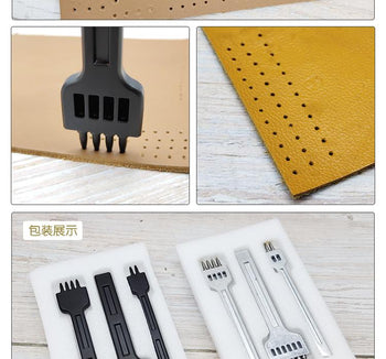 Diy Leather Tool Alloy Steel Row Punch Leather Punch Round Punch 4/5/6 Set Diamond Cut Punch Hand Stitch Threading Punch
