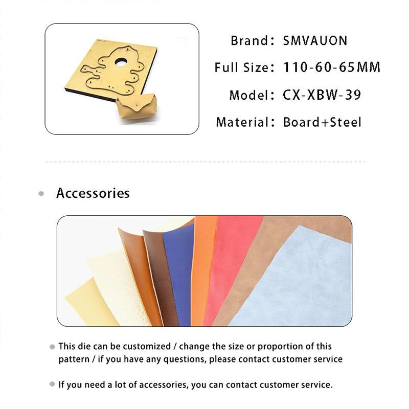 SMVAUON Leather Knife Cutting Die Customized DIY Bag Leather Coin Holder Change Purse Small Wallet Punching Laser Cutter Mold