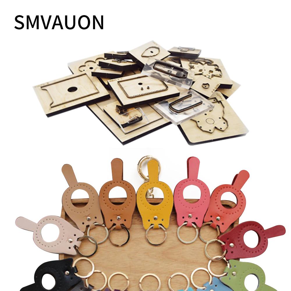 SMVAUON Wood Cutting Dies Diy Leather Christmas Cat Pendant Cute Ice Cream Cat Keychain Leather Tools