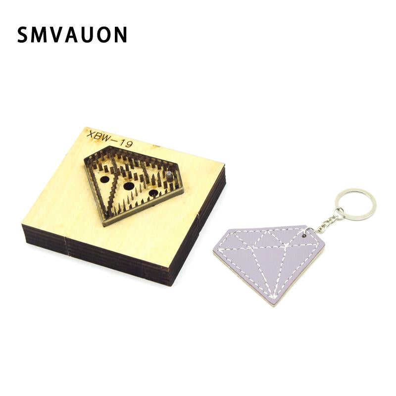 SMVAUON Leather Cutting Die Diamond Shape Key Ring DIY Key Case Fun Pendant Leather Cutter Mold Knife Mould Hand Punch Tool