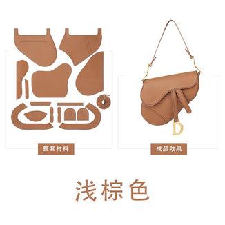 Leather saddle bag handmade diy material bag retro shoulder bag（Material package）
