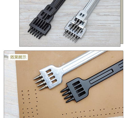 Diy Leather Tool Alloy Steel Row Punch Leather Punch Round Punch 4/5/6 Set Diamond Cut Punch Hand Stitch Threading Punch