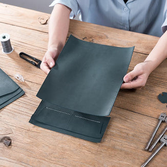 Material package retro waxed leather long wallet DIY do-it-yourself stitching