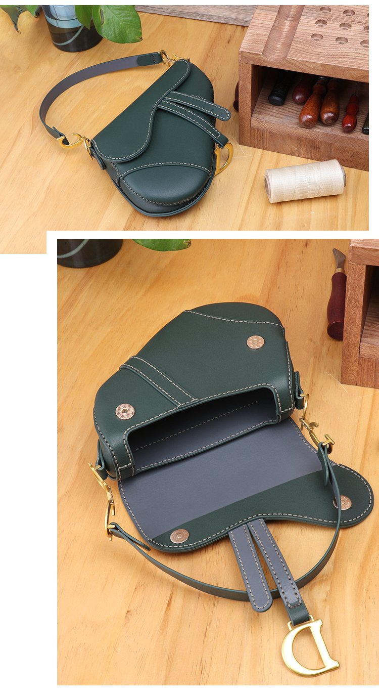 Leather saddle bag handmade diy material bag retro shoulder bag