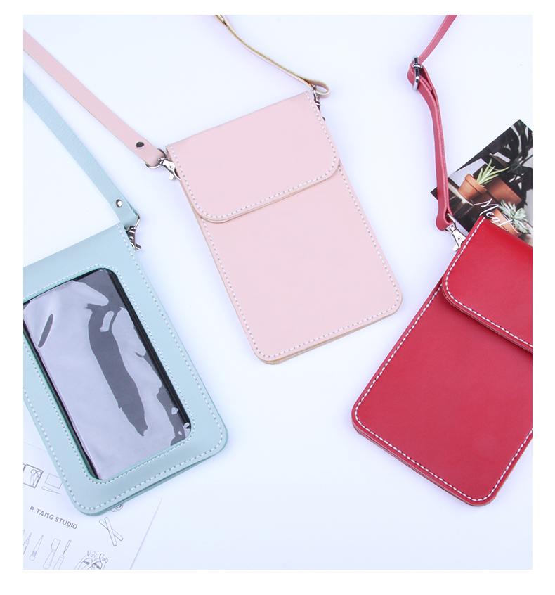 DIY leather material bag mobile phone bag diagonal real cowhide small bag