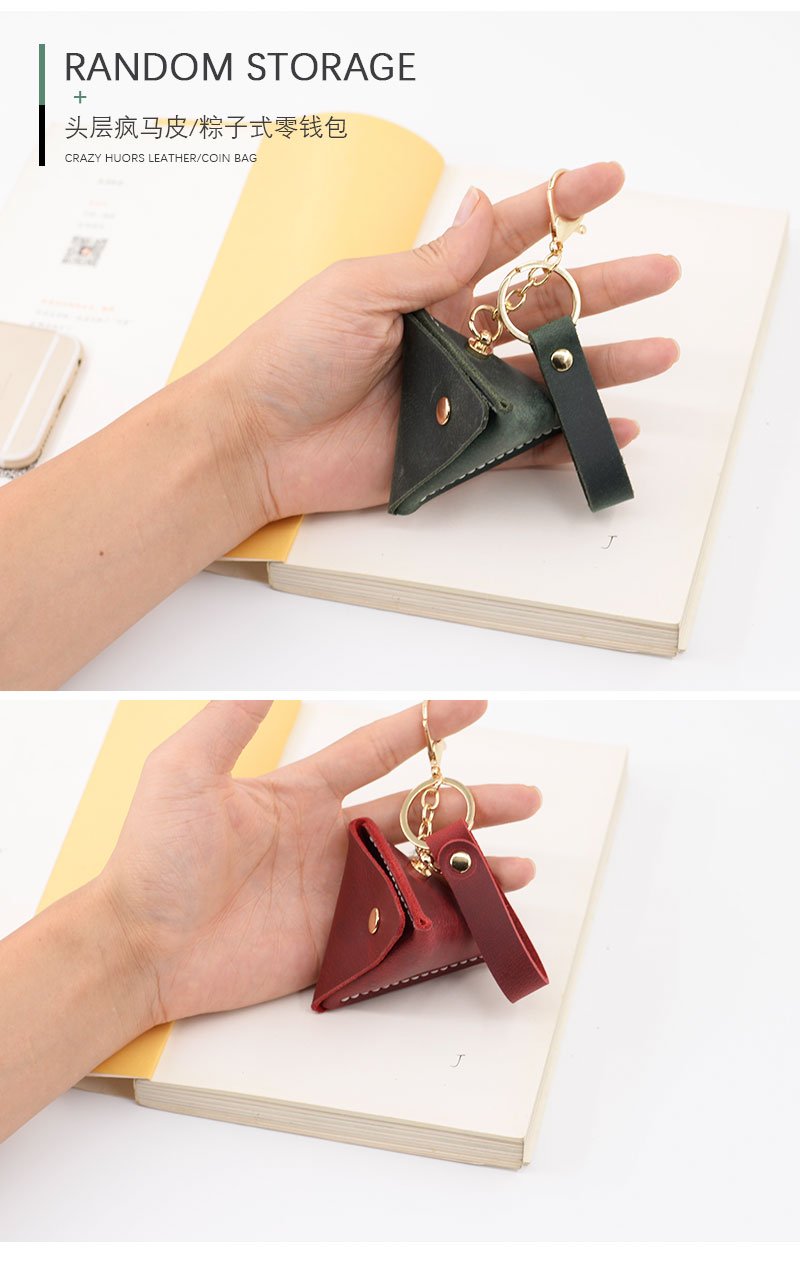 Handmade material bag DIY creative coin purse first layer cowhide hand-stitched coin bag leather pendant