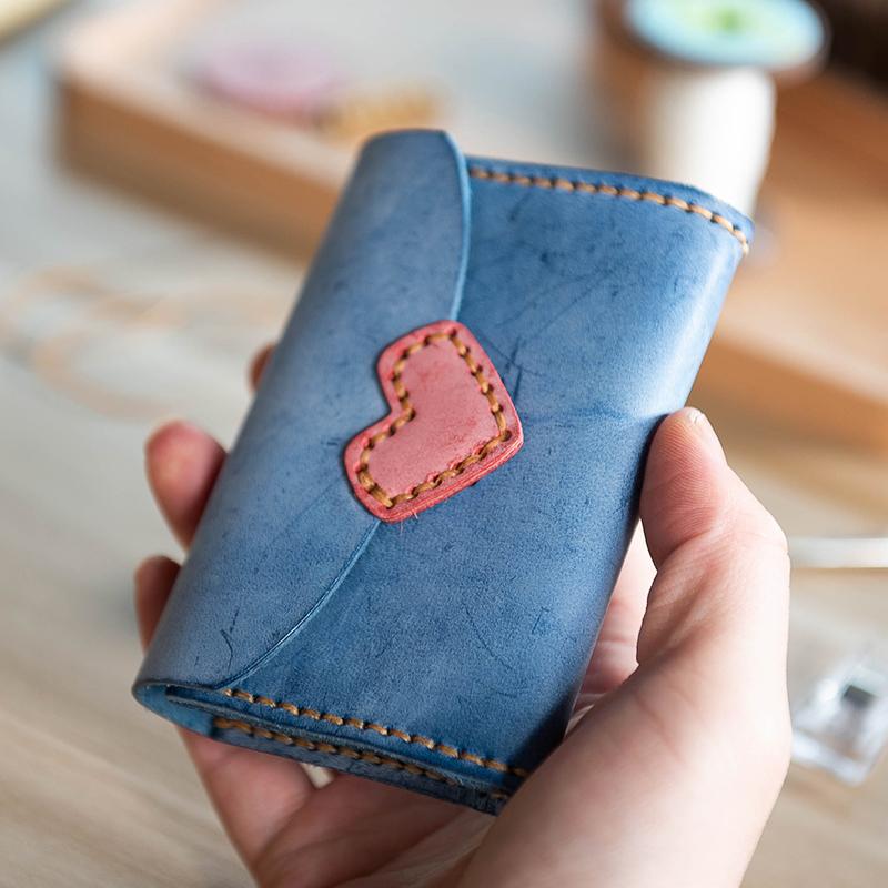 DIY Love Card Holder Handmade Leather Waxed Leather