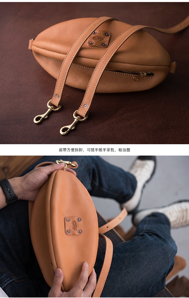 Rugby bag# all leather pure copper hardware accessories DIY material bag personally made