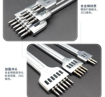 Diy Leather Tool Alloy Steel Row Punch Leather Punch Round Punch 4/5/6 Set Diamond Cut Punch Hand Stitch Threading Punch