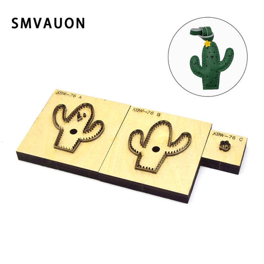 SMVAUONCutting Die Cactus Shape Key Ring DIY Key Case Fun Pendant Japanese Steel Leather Cutter Mold Knife Mould Hand Punch Tool