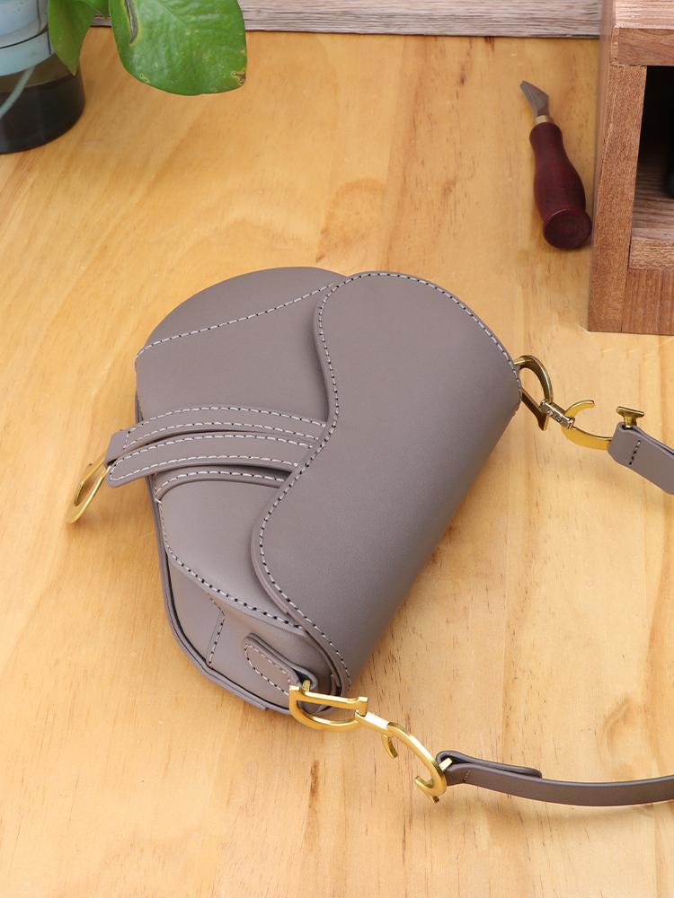 Leather saddle bag handmade diy material bag retro shoulder bag（Material package）