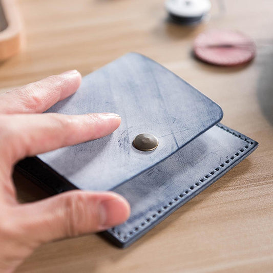 Handmade DIY simple small card bag wipe wax leather leather