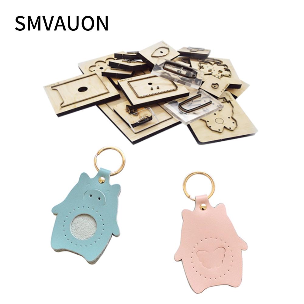 SMVAUON Cute Piglet Leather Keychain Wood Cutting Dies Mold Diy Phone Pendant Foal Pendant Bag Suitable For Die Cutting Machine