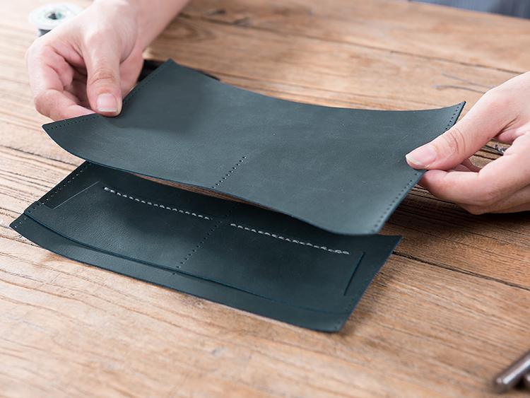 Material package retro waxed leather long wallet DIY do-it-yourself stitching