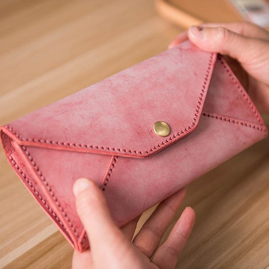 DIY material bag Retro fog wax leather leather handbag, long wallet in hand