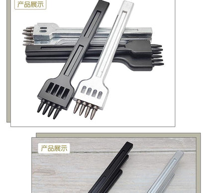 Diy Leather Tool Alloy Steel Row Punch Leather Punch Round Punch 4/5/6 Set Diamond Cut Punch Hand Stitch Threading Punch