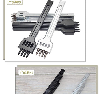 Diy Leather Tool Alloy Steel Row Punch Leather Punch Round Punch 4/5/6 Set Diamond Cut Punch Hand Stitch Threading Punch