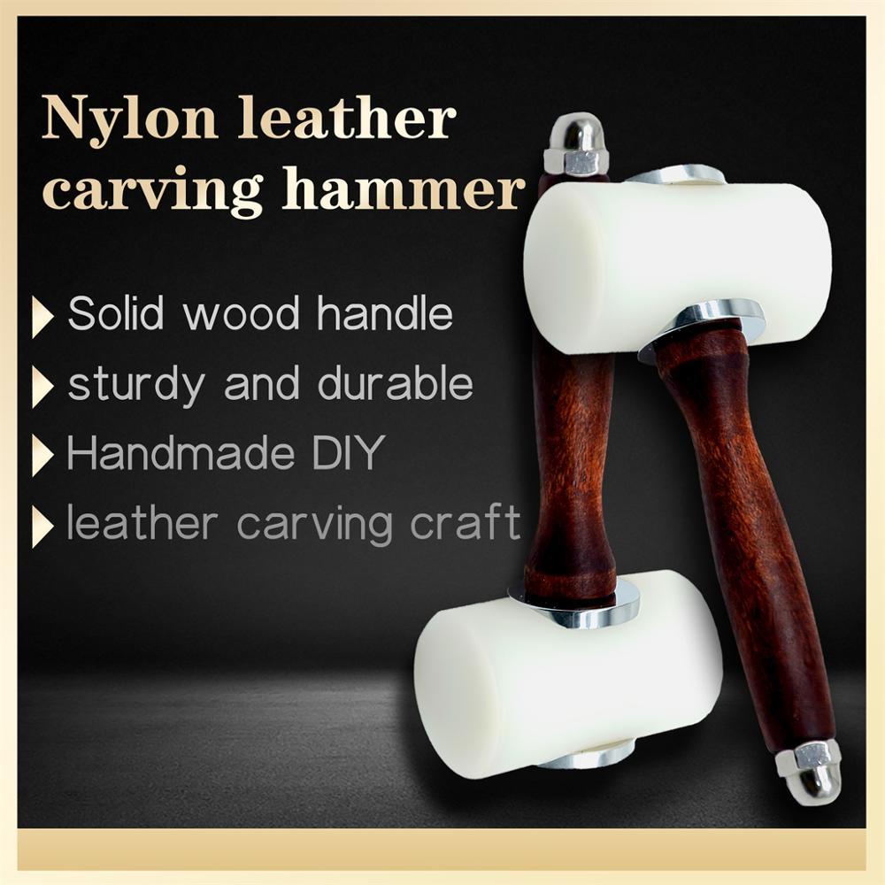 New Handheld Leather Carving Hammer DIY Craft Cowhide Punch Cutting Nylon Hammer Tool with Wood Handle Leather craft Carving