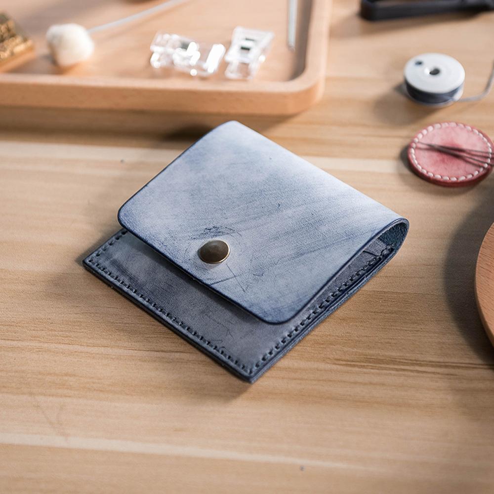Handmade DIY simple small card bag wipe wax leather leather