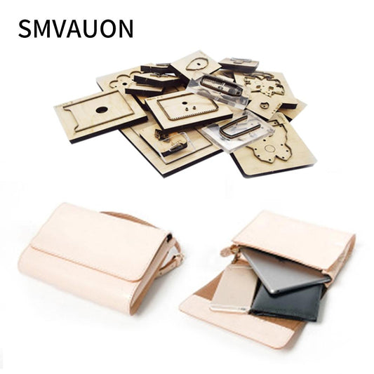 SMVAUON Classic Lady Bag Japanese Knife Wood Cutting Dies Diy Folding Wallet Punching Steel Card Bag Leather Mold Tools