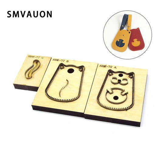 SMVAUON  Japanese Steel Cutting Die Lucky Cat Key Ring DIY Key Case Fun Pendant Leather Cutter Mold Knife Mould Hand Punch Tool