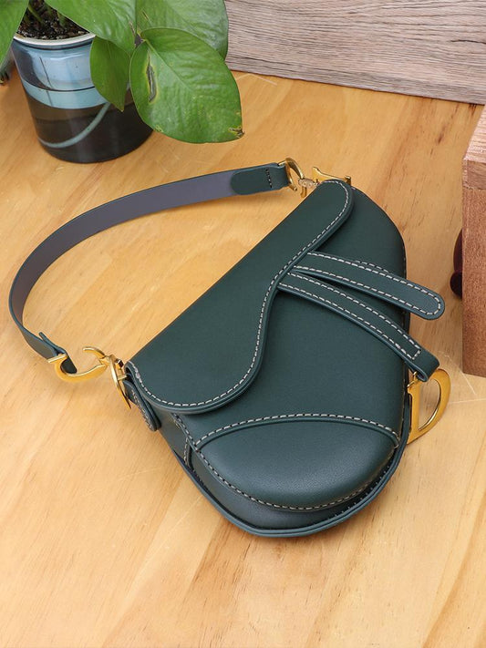 Leather saddle bag handmade diy material bag retro shoulder bag（Material package）